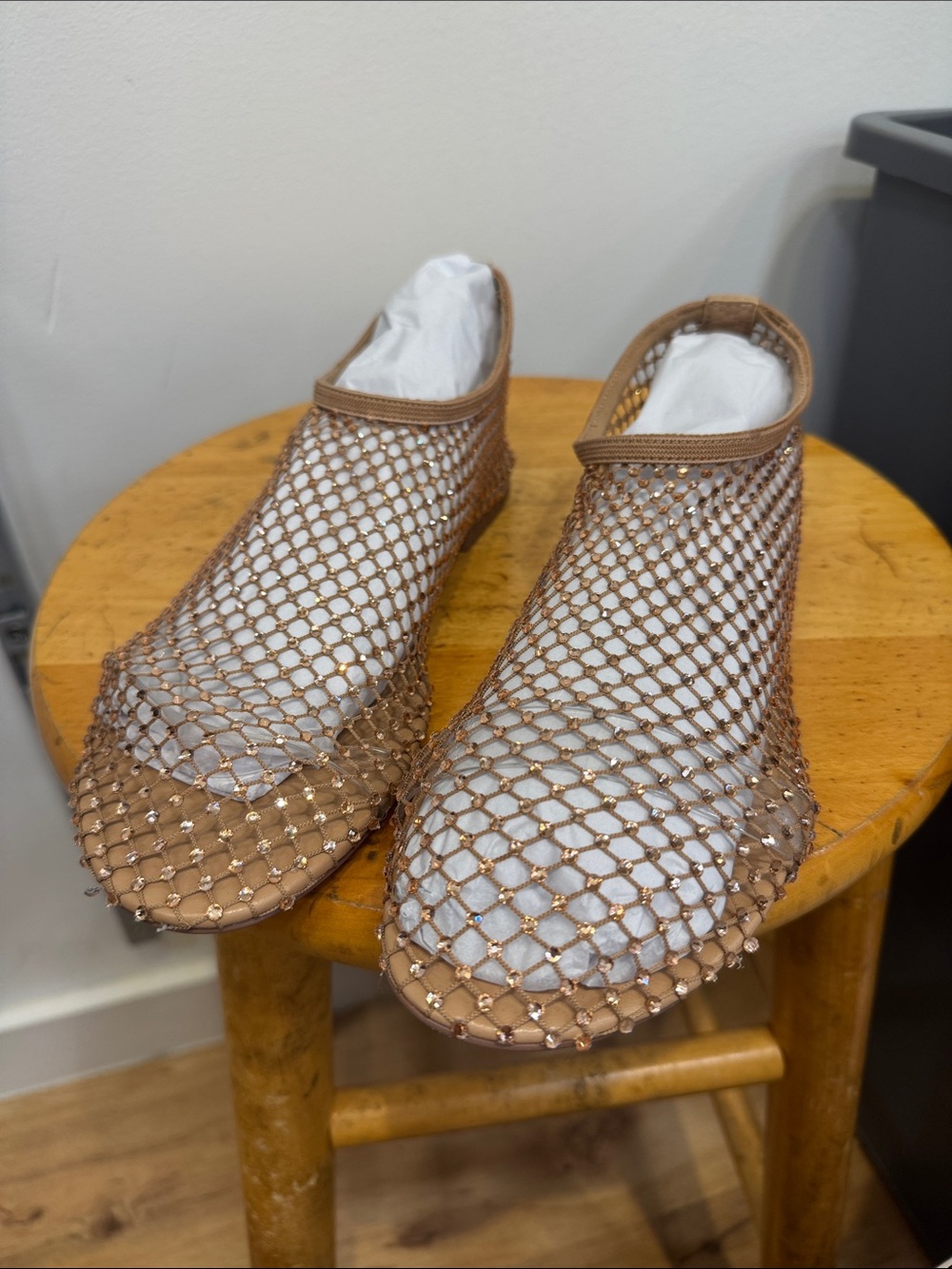 Steve Madden ballet mesh flats with rhinestones blush